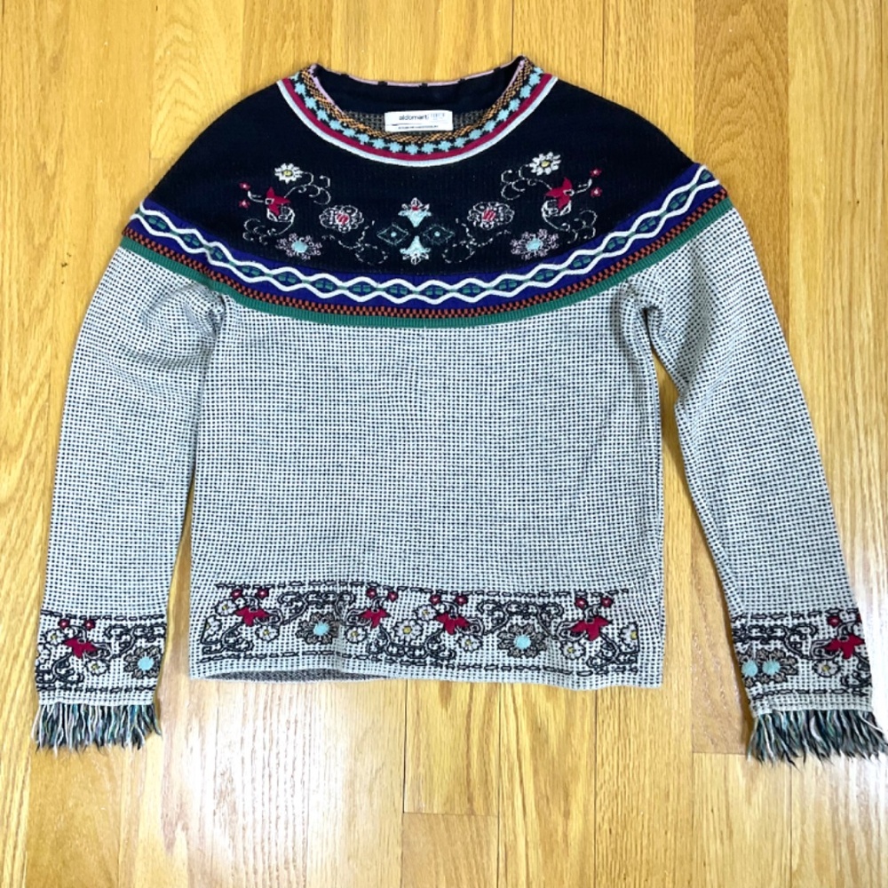 Aldomartins Sweatshirt Top Fair Isle Wool Blend (6) - Picture 5 of 9
